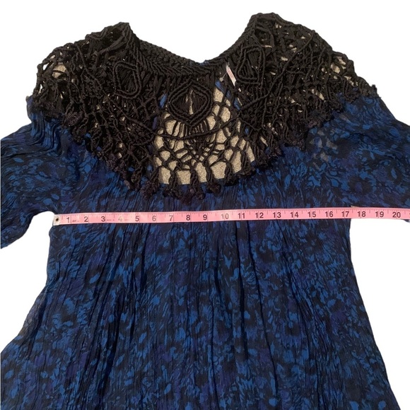 Free People Faded Daisy Frock Dress Macrame Chiffon Cobalt. Size XS. - Picture 9 of 9